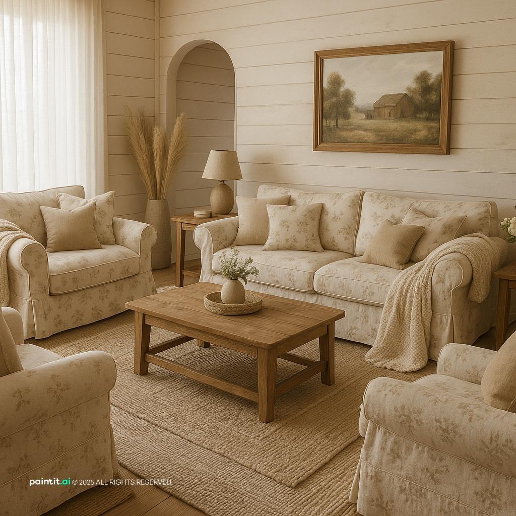 Warm Rustic Modern Living Room: Design Ideas | Paintit.ai - 21