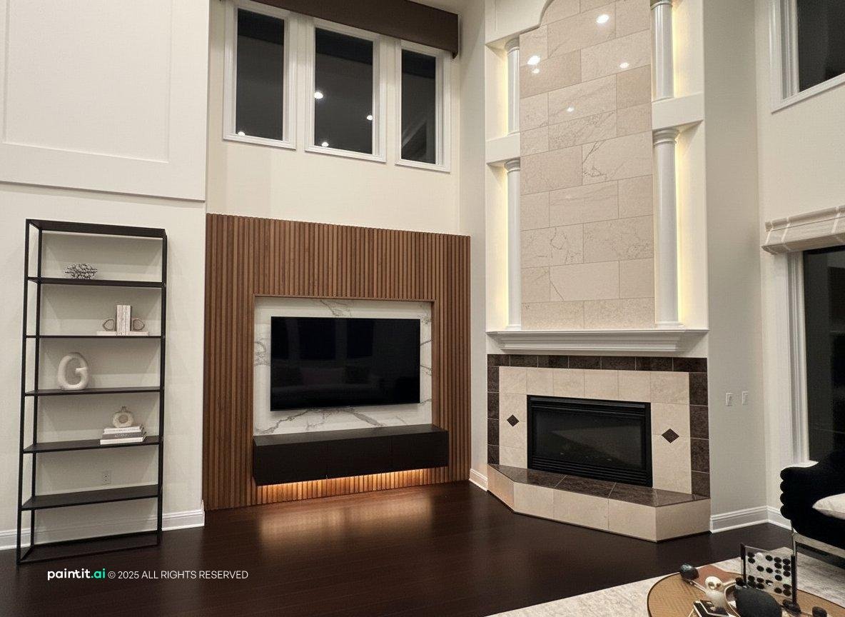 White Living Room With Black Trim - Elegant Interiors | Paintit.ai - 20