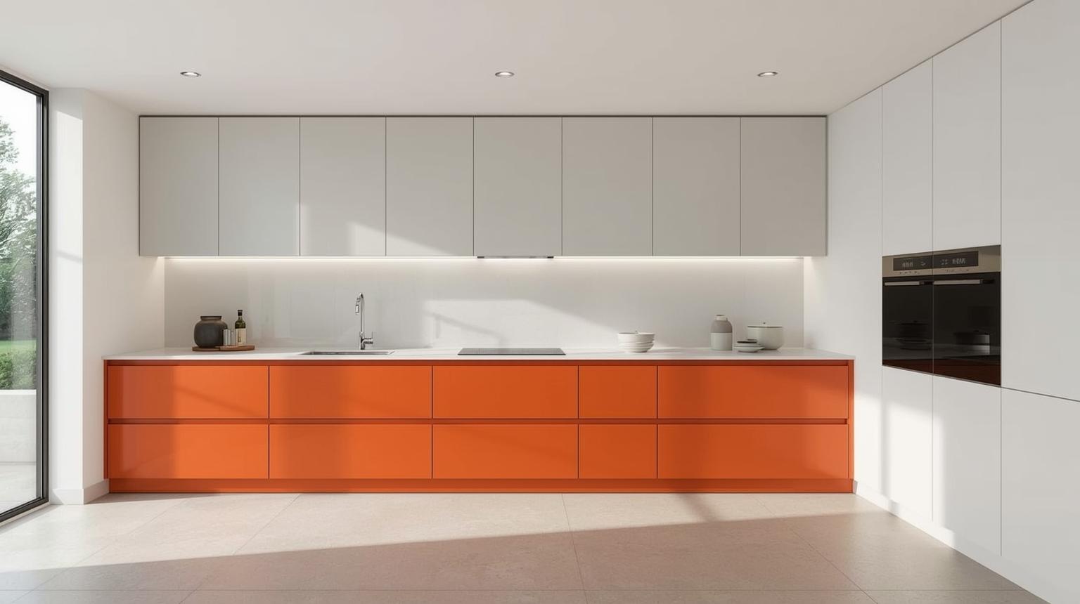 Two-Tone Orange Cabinets