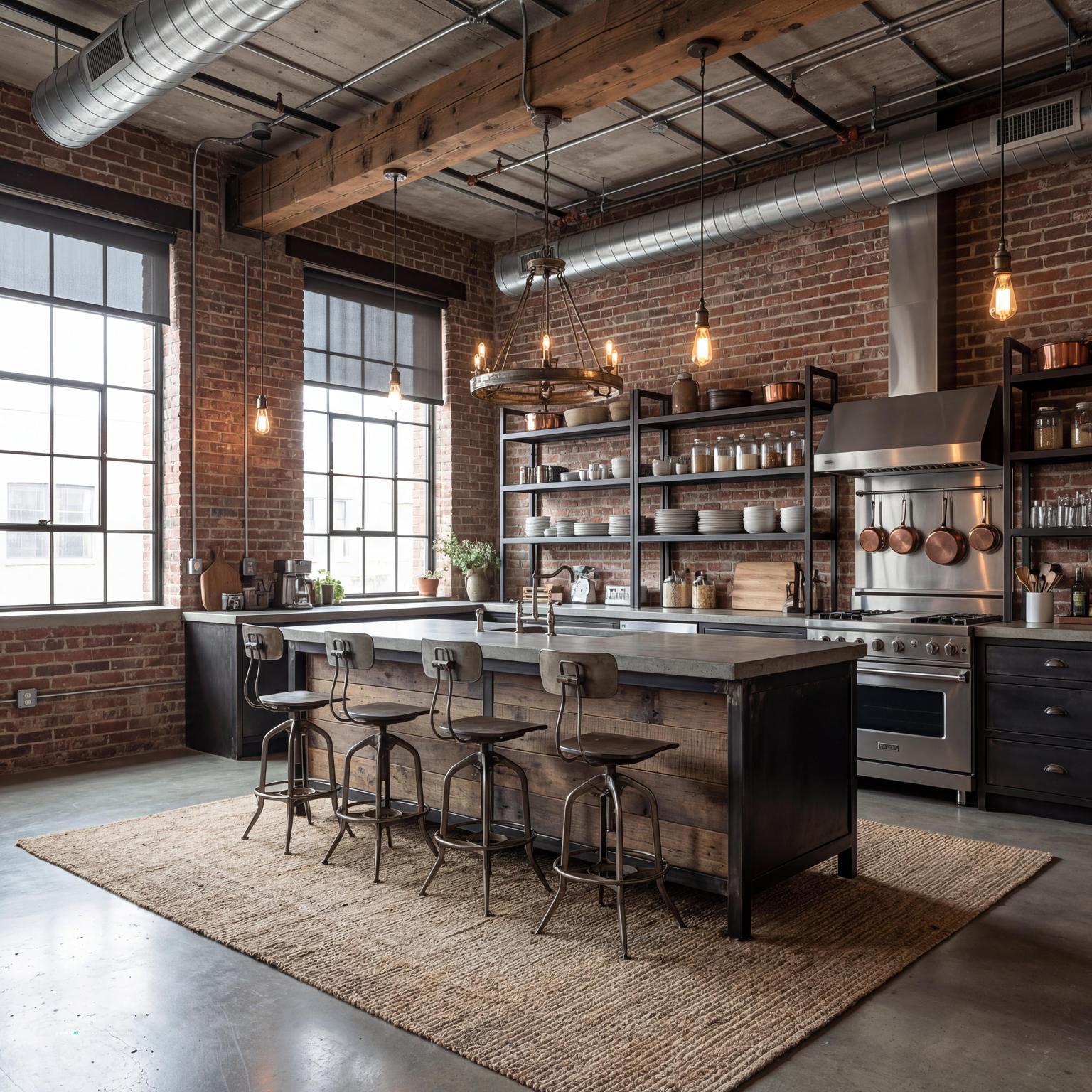 Stylish Industrial Loft Kitchen with Refined Palette for Loft Style Interior Design