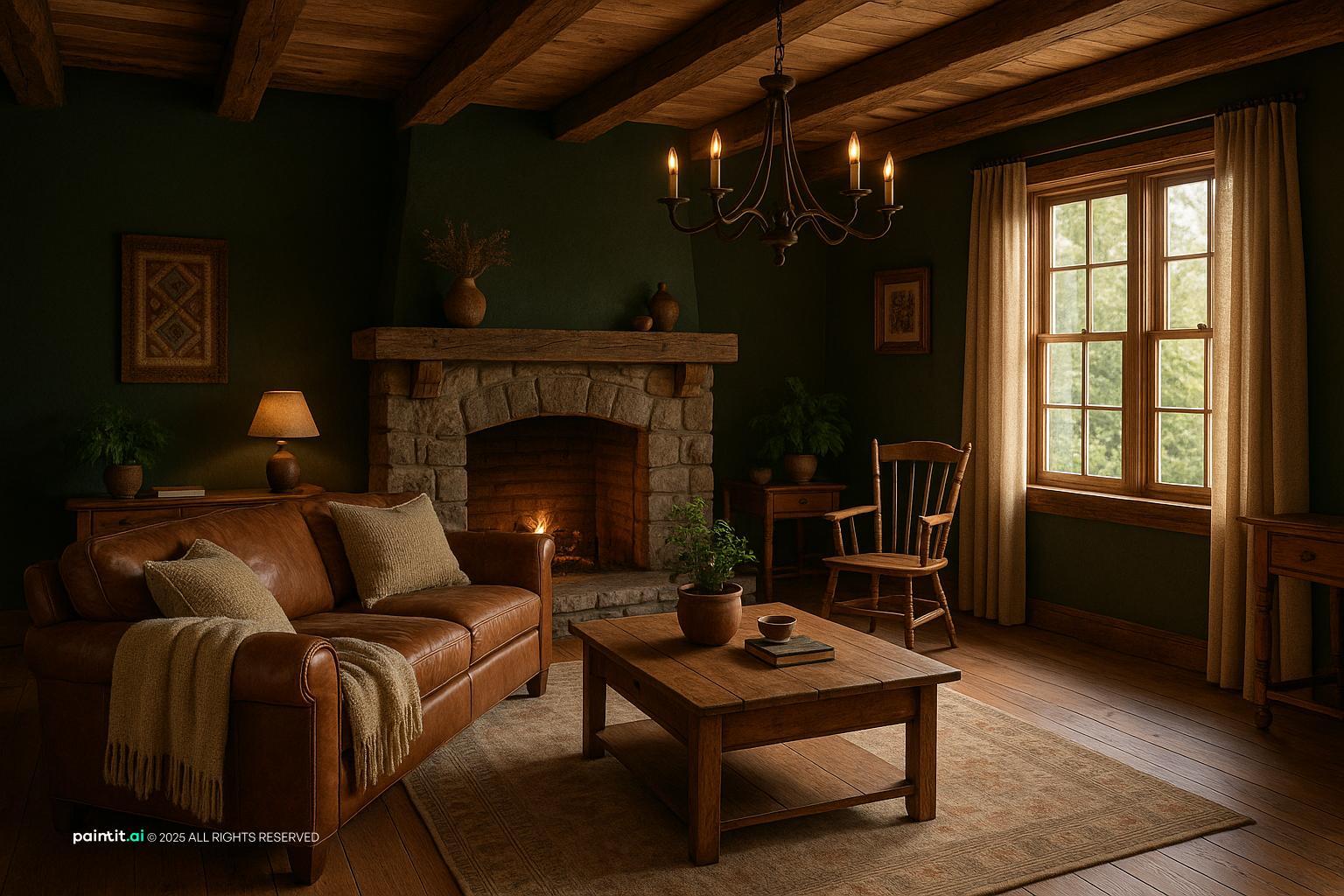 Victorian Dark Green Living Room: Elegant Decor Ideas | Paintit.ai - 11