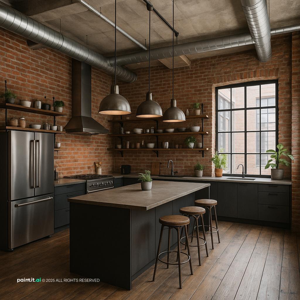 Stylish Industrial Loft Kitchen with Period Details for Loft Style Interior Design