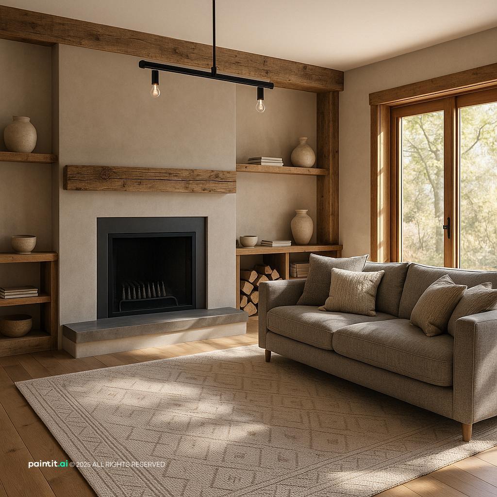 Harmonious living room with compatible colors, textures, and furniture proportions