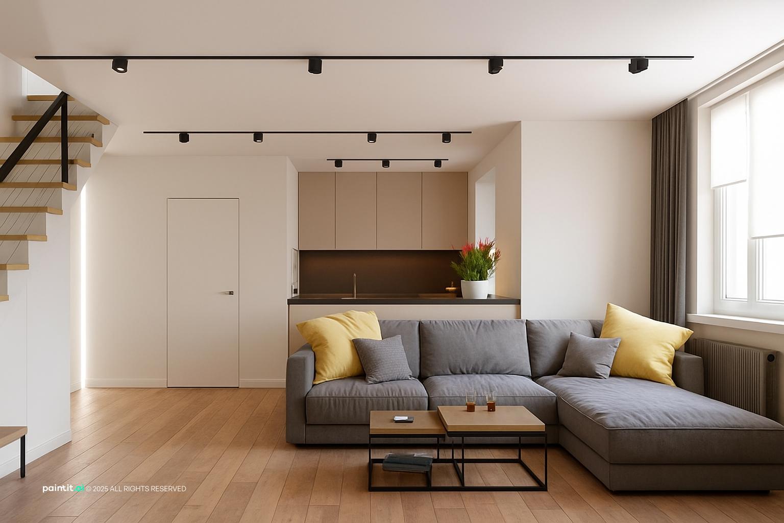 White Floors Living Room - Elegant Interior Design | Paintit.ai - 7