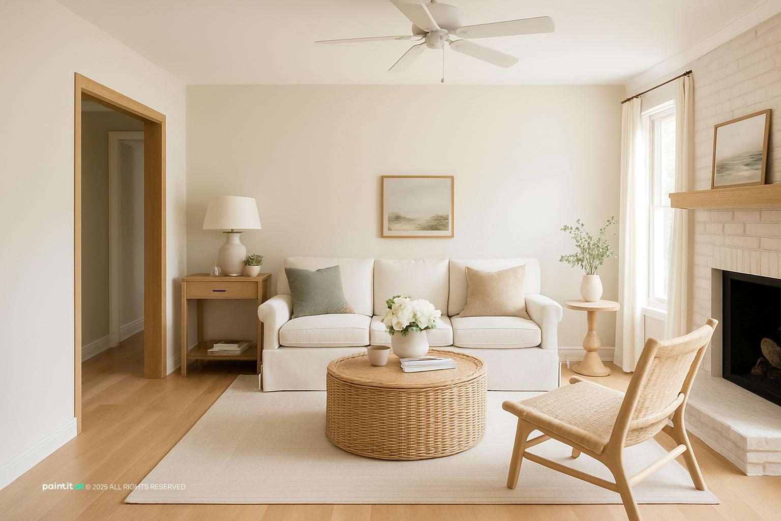 White Oak Floors Living Room - Interior Design Ideas | Paintit.ai - 4