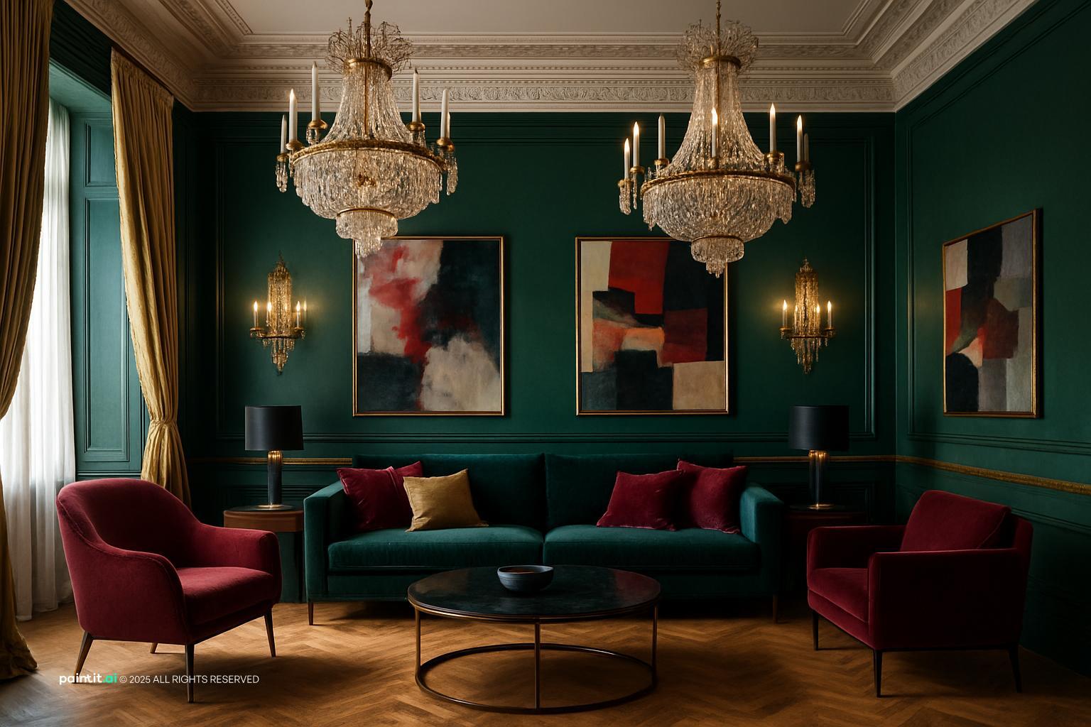 Wine Red Living Room: Elegant Decor Ideas | Paintit.ai - 7