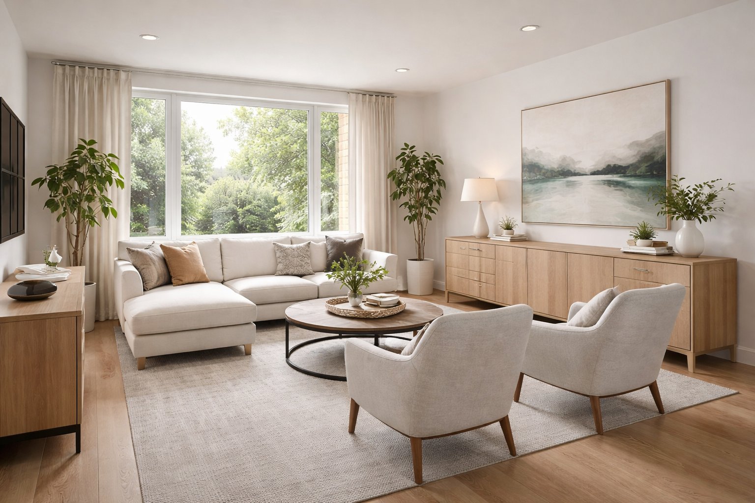 Buyer-friendly staged room showing believable scale, clear function, and broad appeal