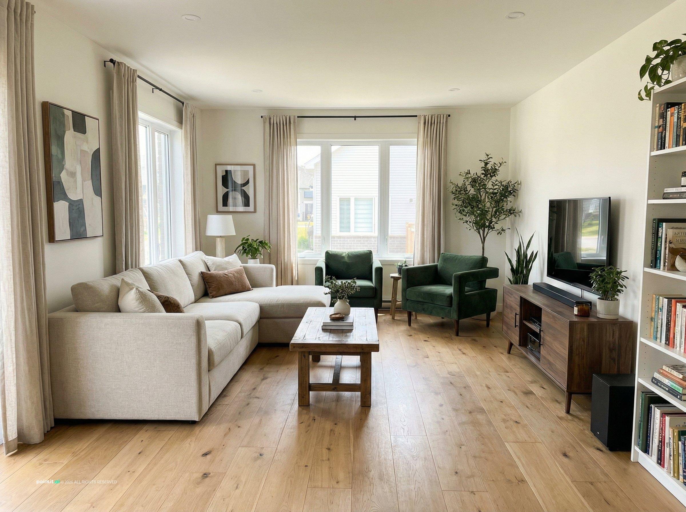 White Wood Floors Living Room - Design & Style Guide | Paintit.ai - 4