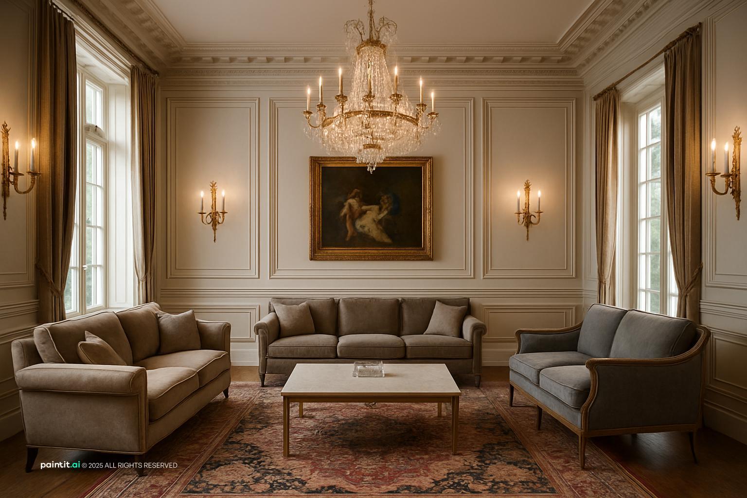 White Wainscoting Living Room - Design Inspiration | Paintit.ai - 10