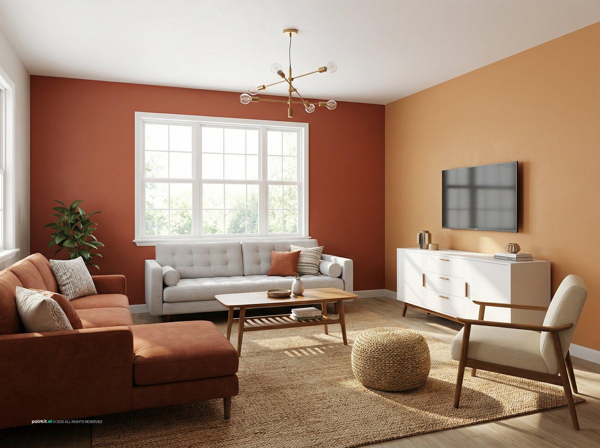 Rustic Burnt Orange Living Room: Design Inspiration | Paintit.ai - 17