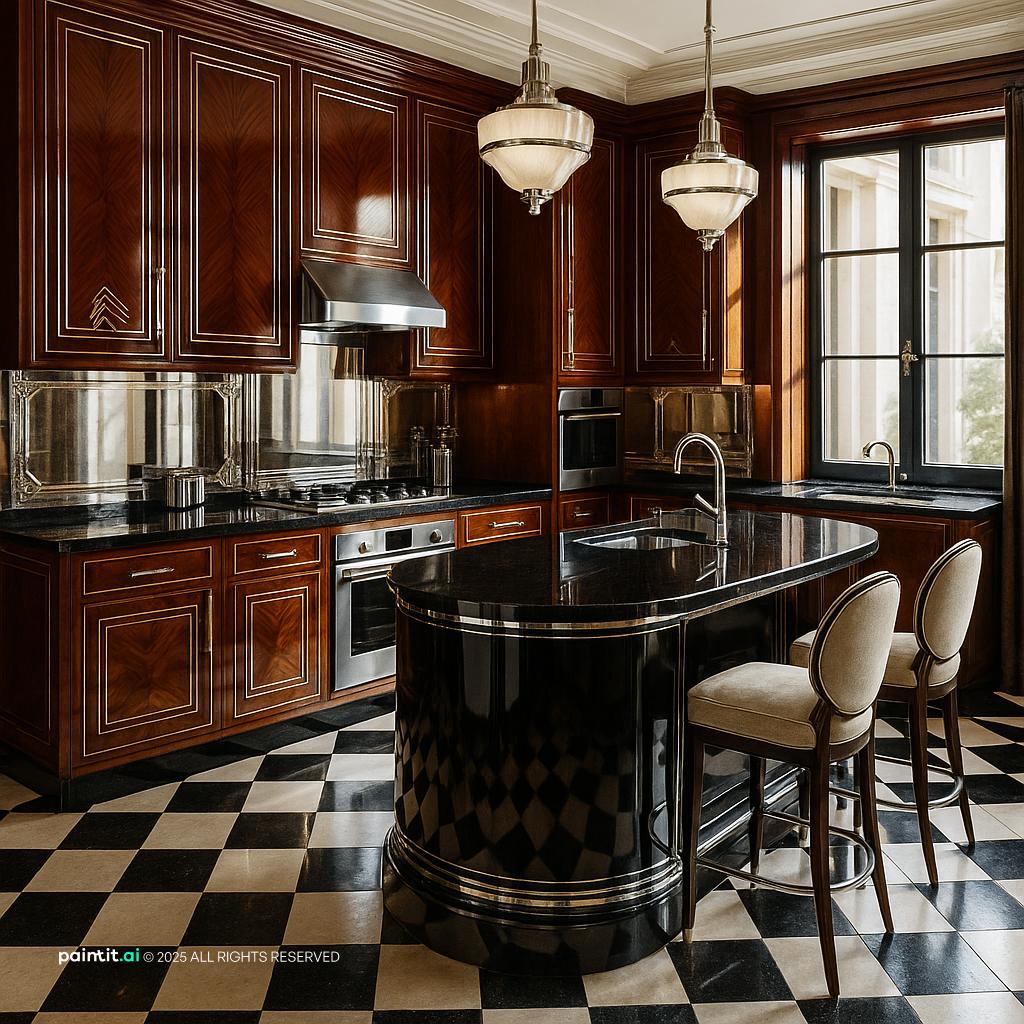 Glamorous Art Deco Kitchen for 1930s Interior Design Style