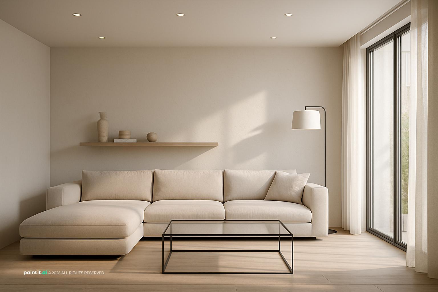 Minimalist Living Room Design Trends 2025 showing metal accents, clean-lined furniture, layered neutrals for Living Room Trends 2026.