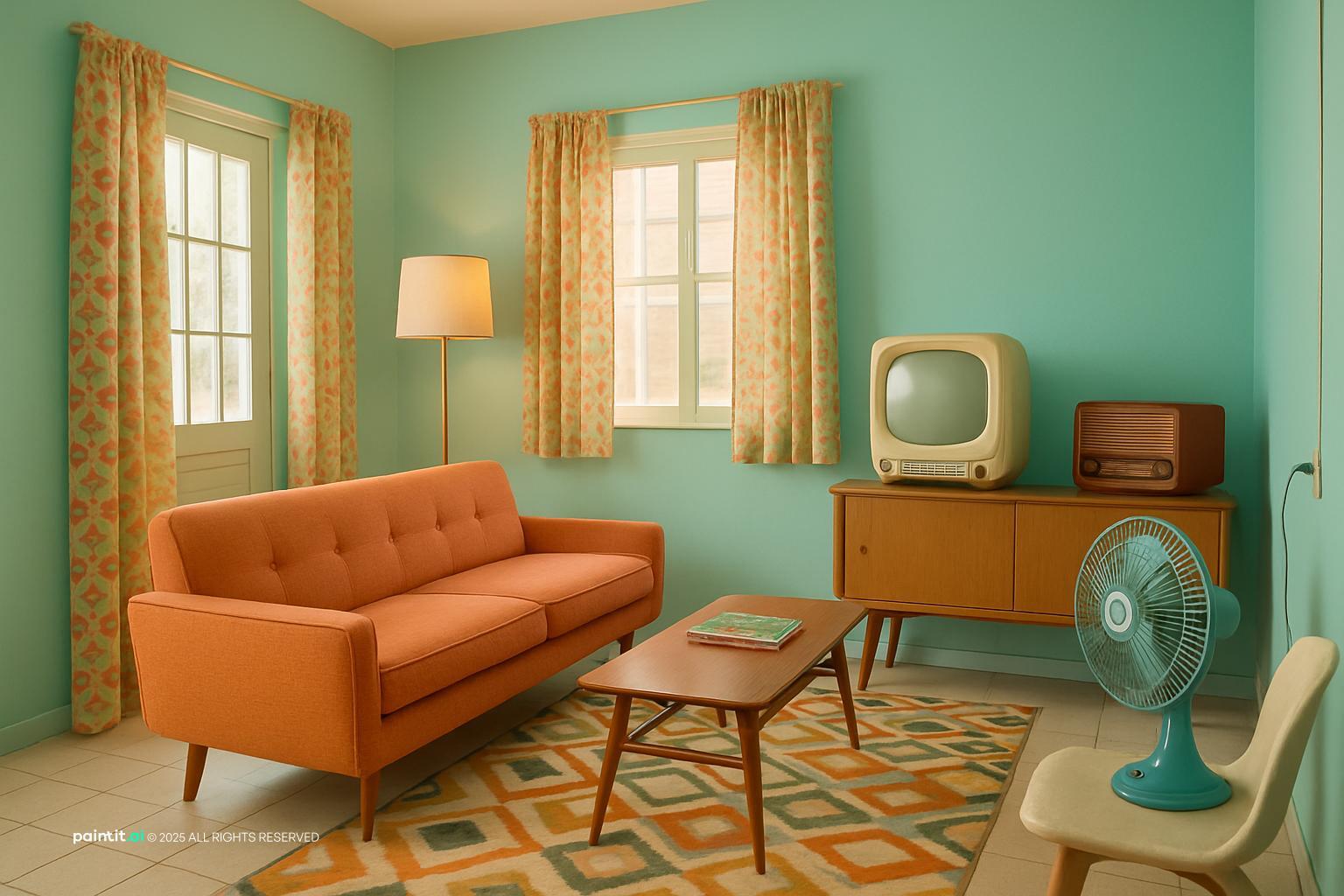 Middle Class 1940s Living Room - Vintage Home Inspiration | Paintit.ai - 34
