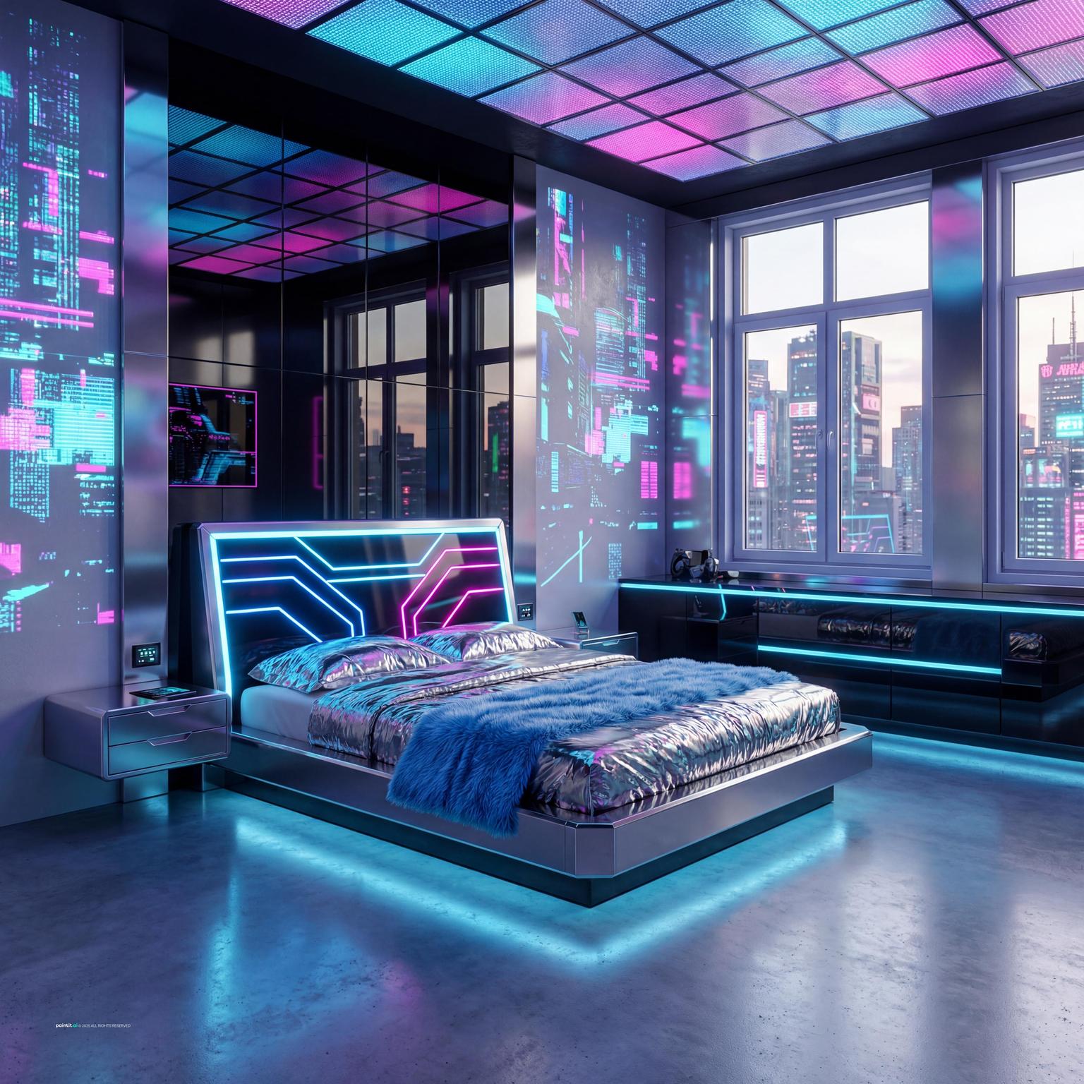 Futuristic Cyberpunk Bedroom for Futuristic Style Interior Design