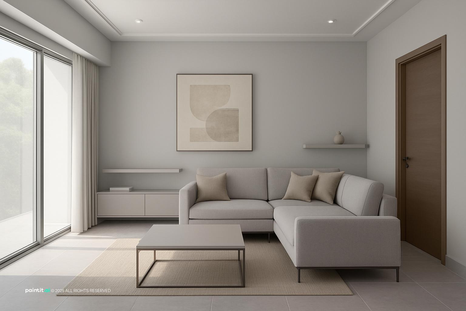 White Gray Brown Living Room - Design Ideas | Paintit.ai - 22