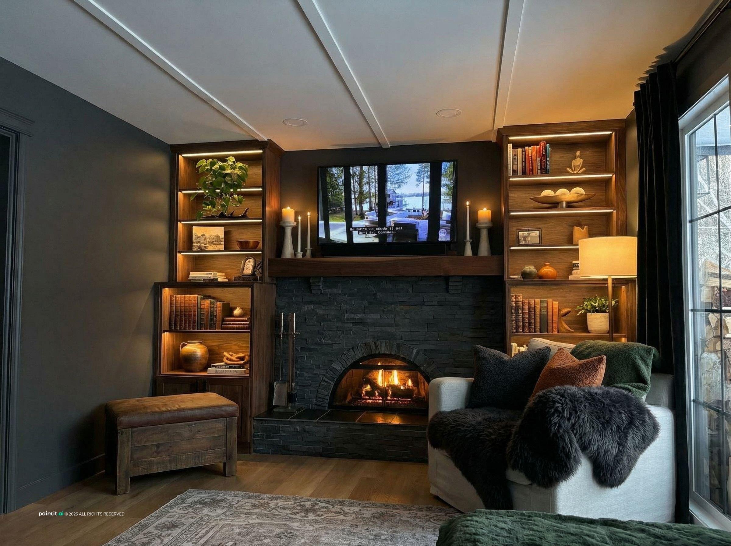 Cozy Dark Living Room: Interior Inspiration | Paintit.ai - 2