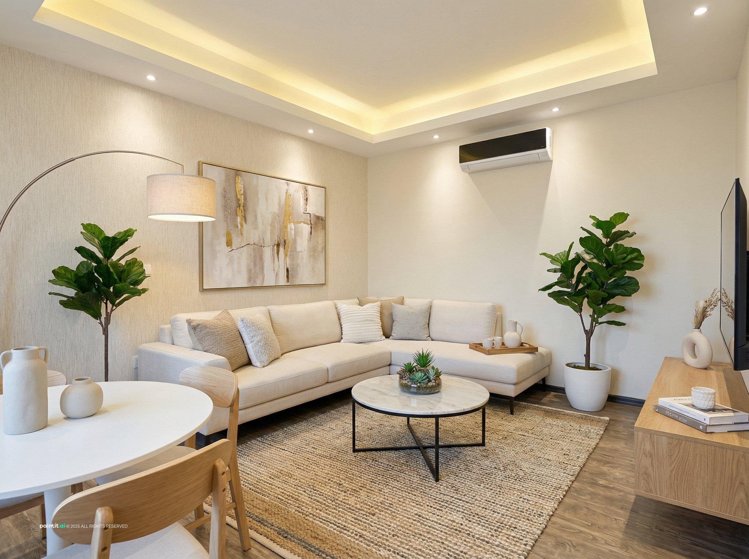 White Oak Floors Living Room - Interior Design Ideas | Paintit.ai - 29