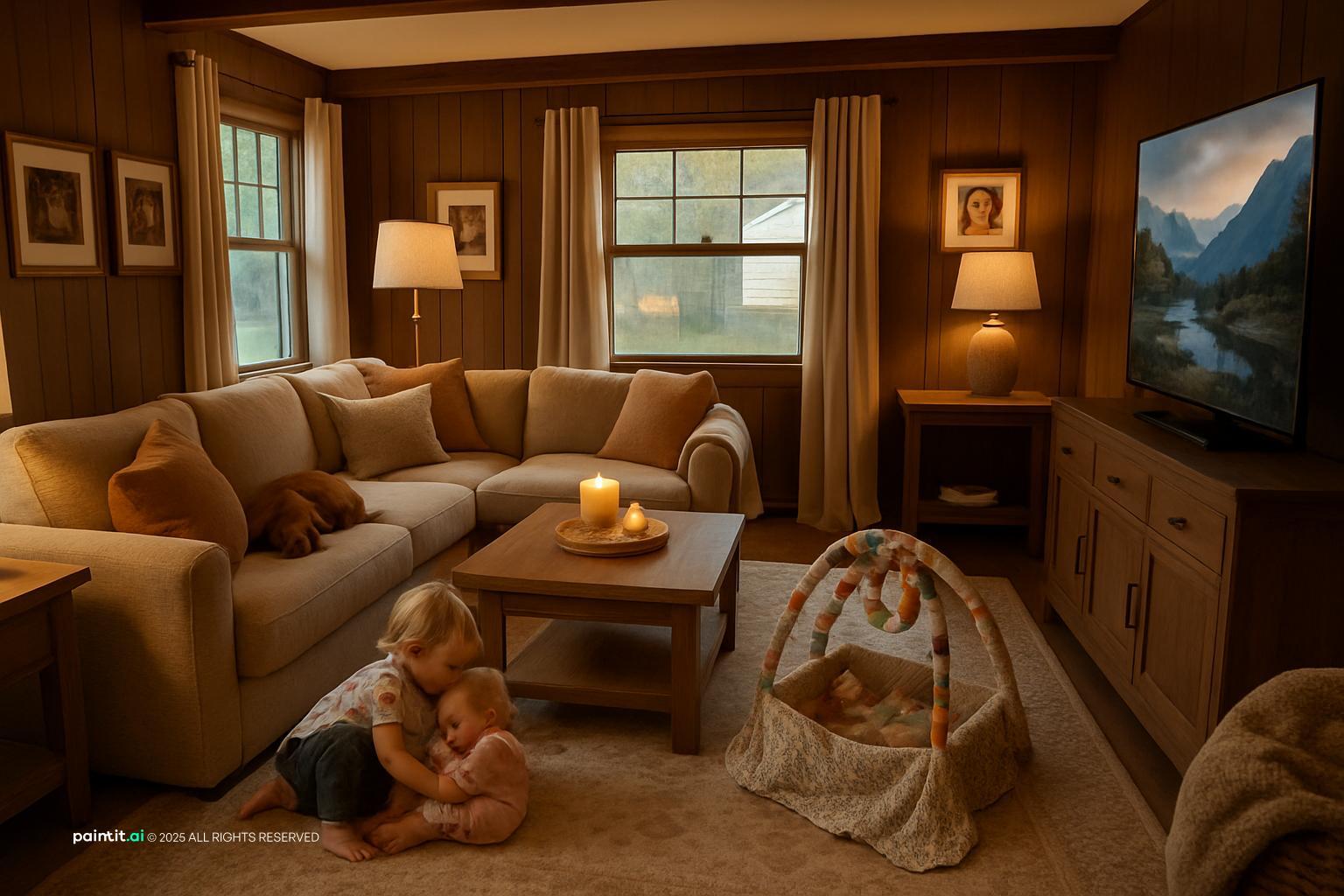 Warm Rustic Modern Living Room: Design Ideas | Paintit.ai - 11