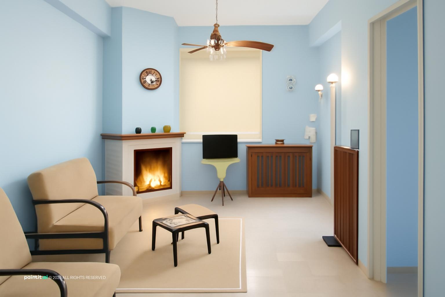 Grey White and Blue Living Room - Design Concepts | Paintit.ai - 27