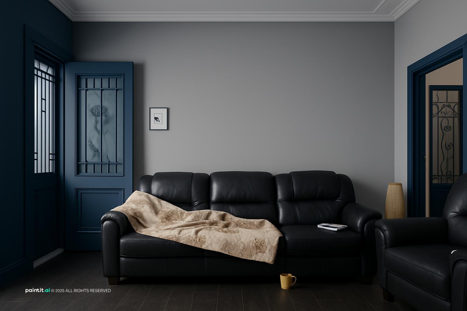 Grey White and Blue Living Room - Design Concepts | Paintit.ai - 1