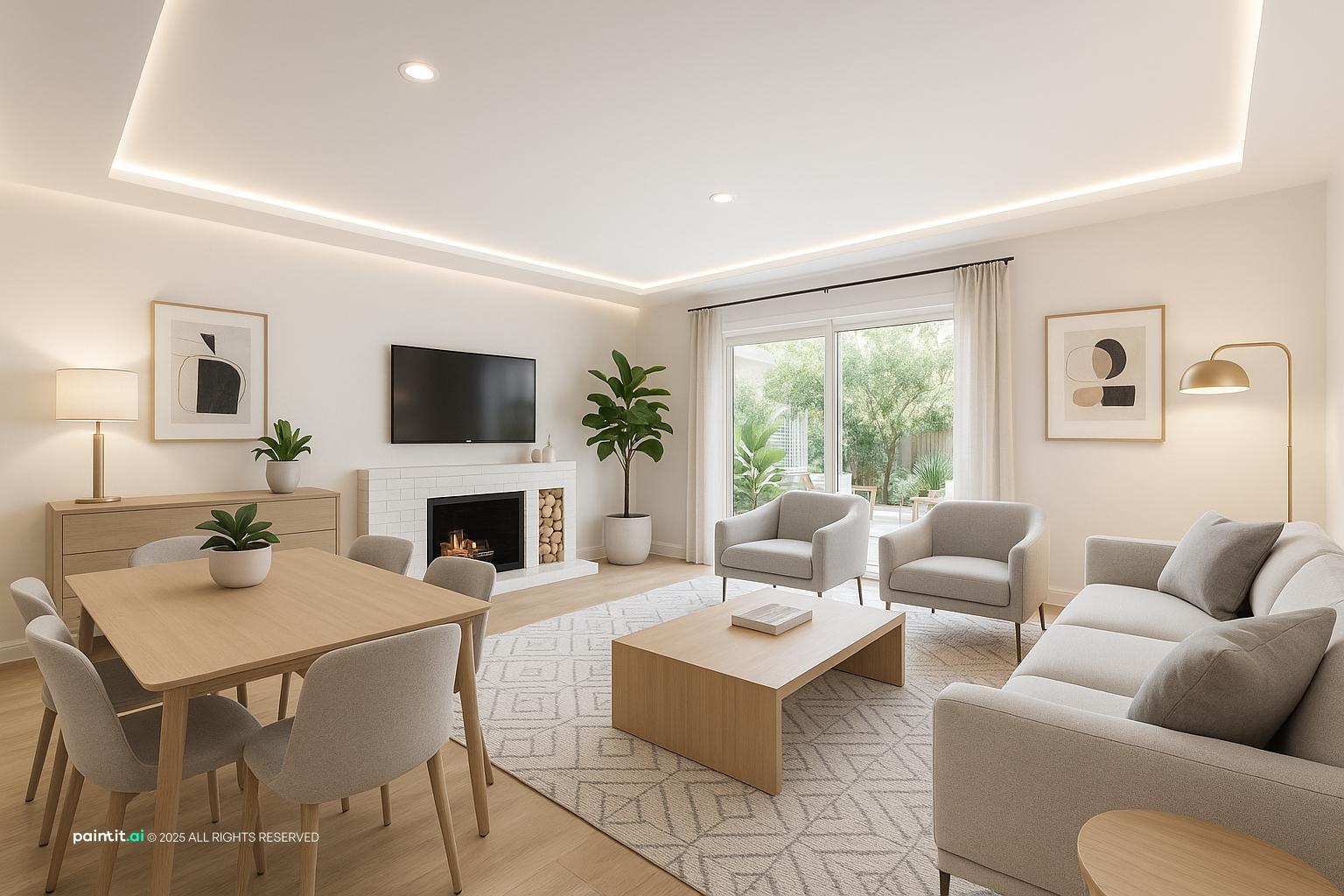 White Oak Floors Living Room - Interior Design Ideas | Paintit.ai - 21