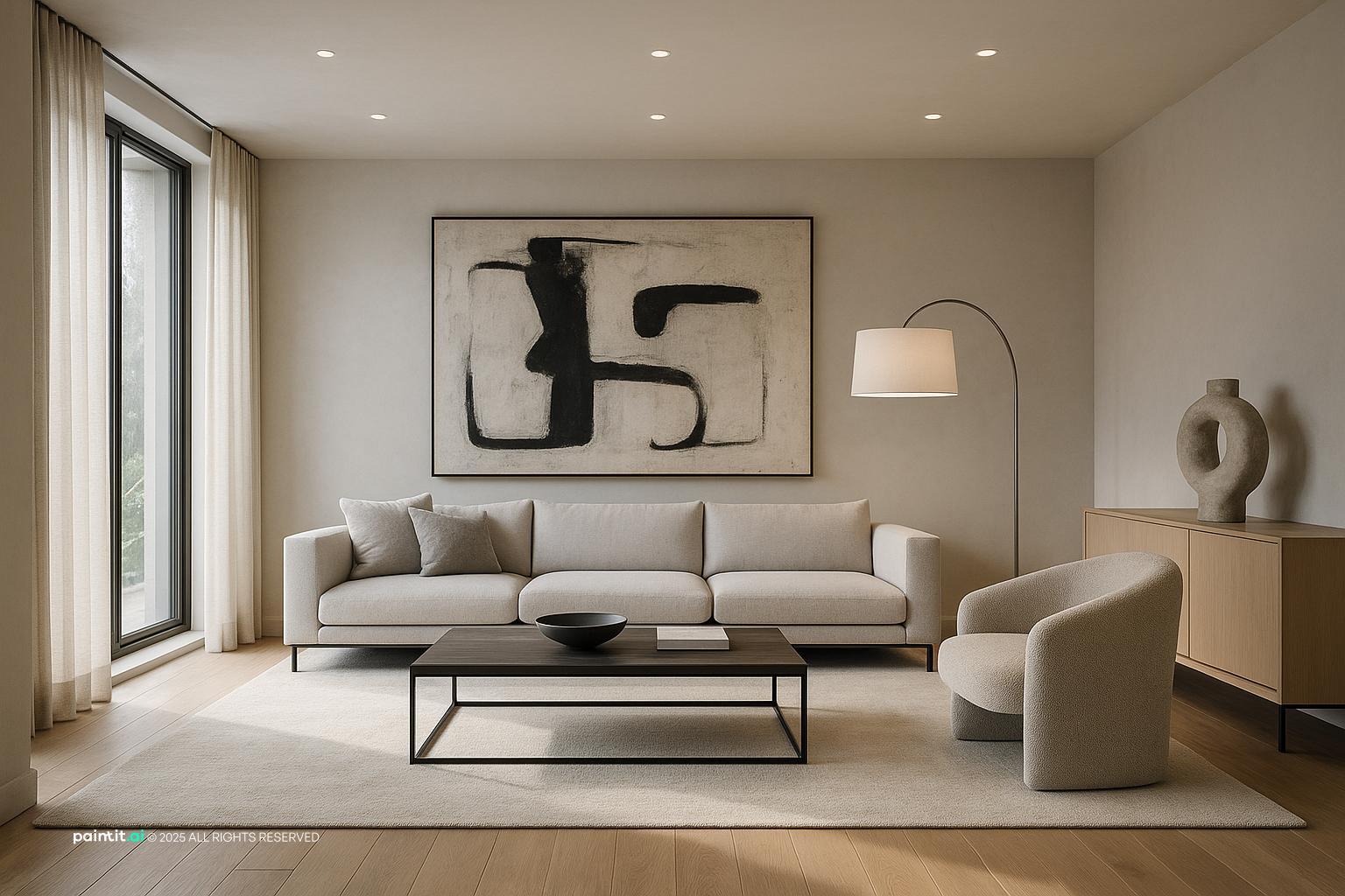 Stunning Contemporary Living Room Design, with clean lines and understated 80s luxury.