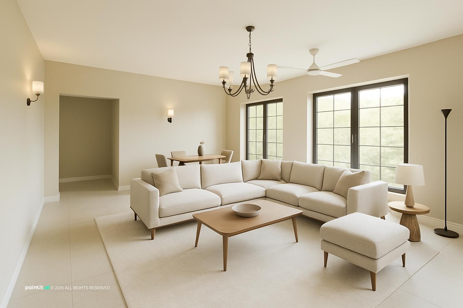 White Gray Brown Living Room - Design Ideas | Paintit.ai - 23