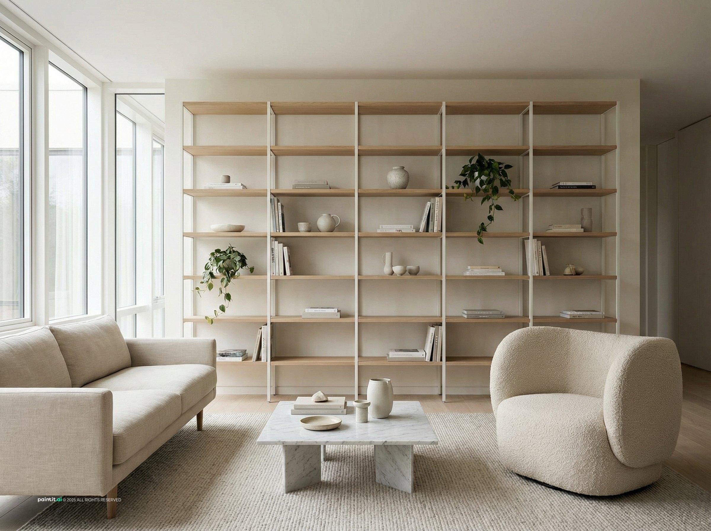 Living Room Library: Elegant Storage Solutions | Paintit.ai - 9