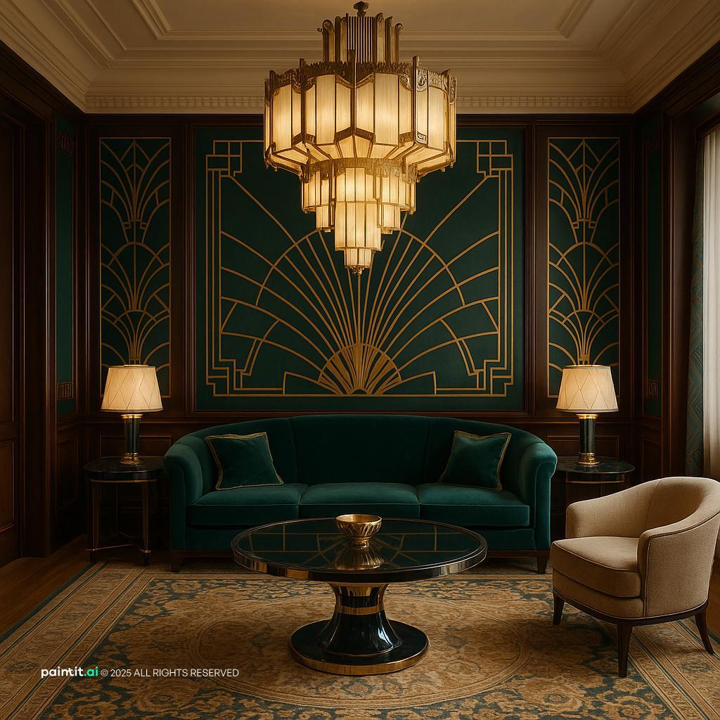 Emerald Green and Gold Living Room Ideas - Elegant Decor Tips | Paintit.ai - 10