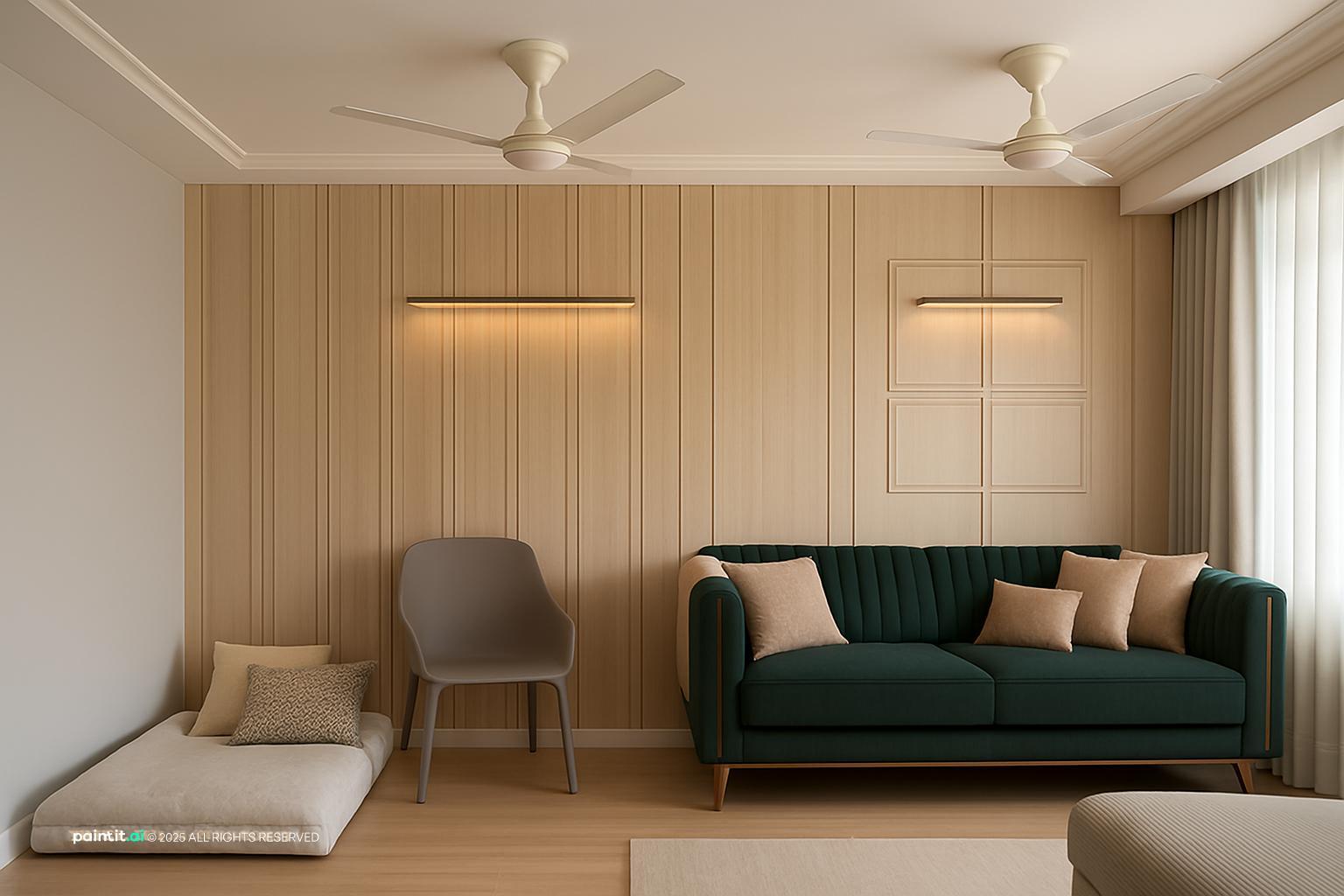 White Wood Paneling Living Room - Design Ideas & Style Guide | Paintit.ai - 2