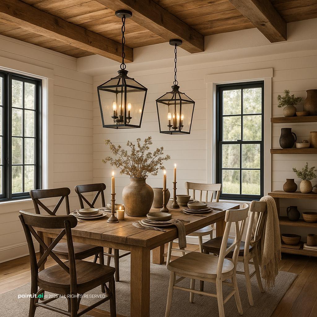 Modern Farmhouse Dining Room for Country Style Interior Design Characteristics