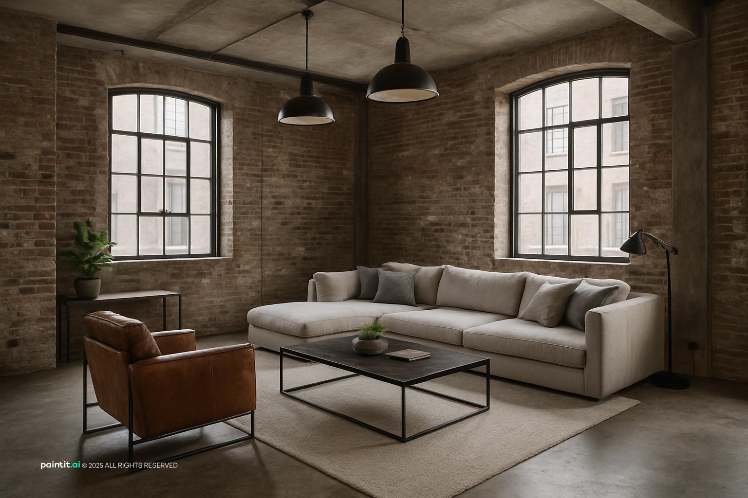 Vintage Industrial Living Room - Design Inspiration | Paintit.ai - 24
