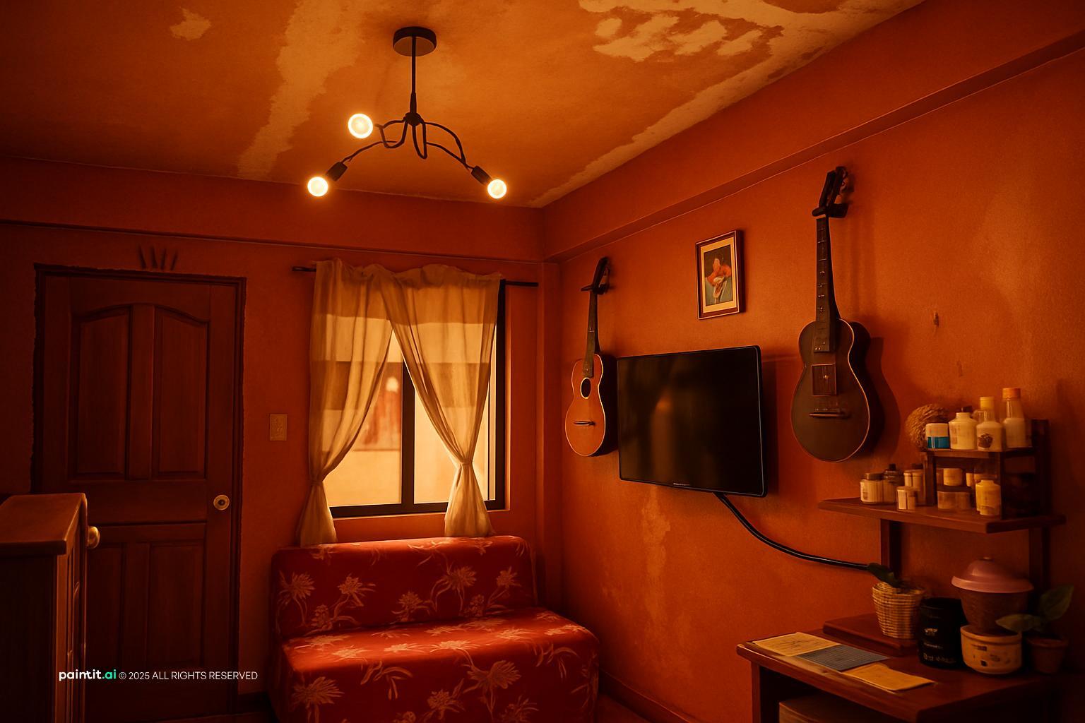 Rustic Burnt Orange Living Room: Design Inspiration | Paintit.ai - 1