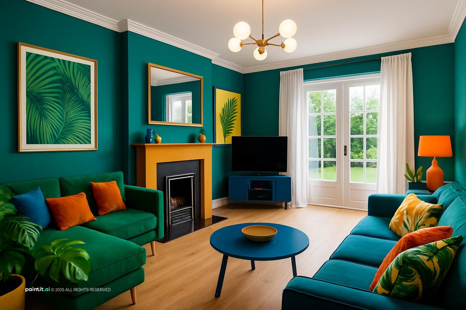 White Living Room with Green Accents - Design Inspiration | Paintit.ai - 19