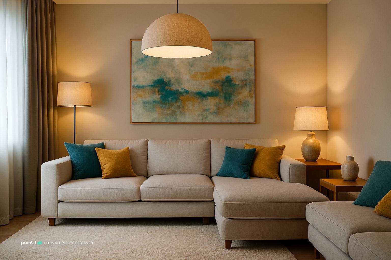 Teal and Mustard Living Room: Decor Inspiration | Paintit.ai - 16