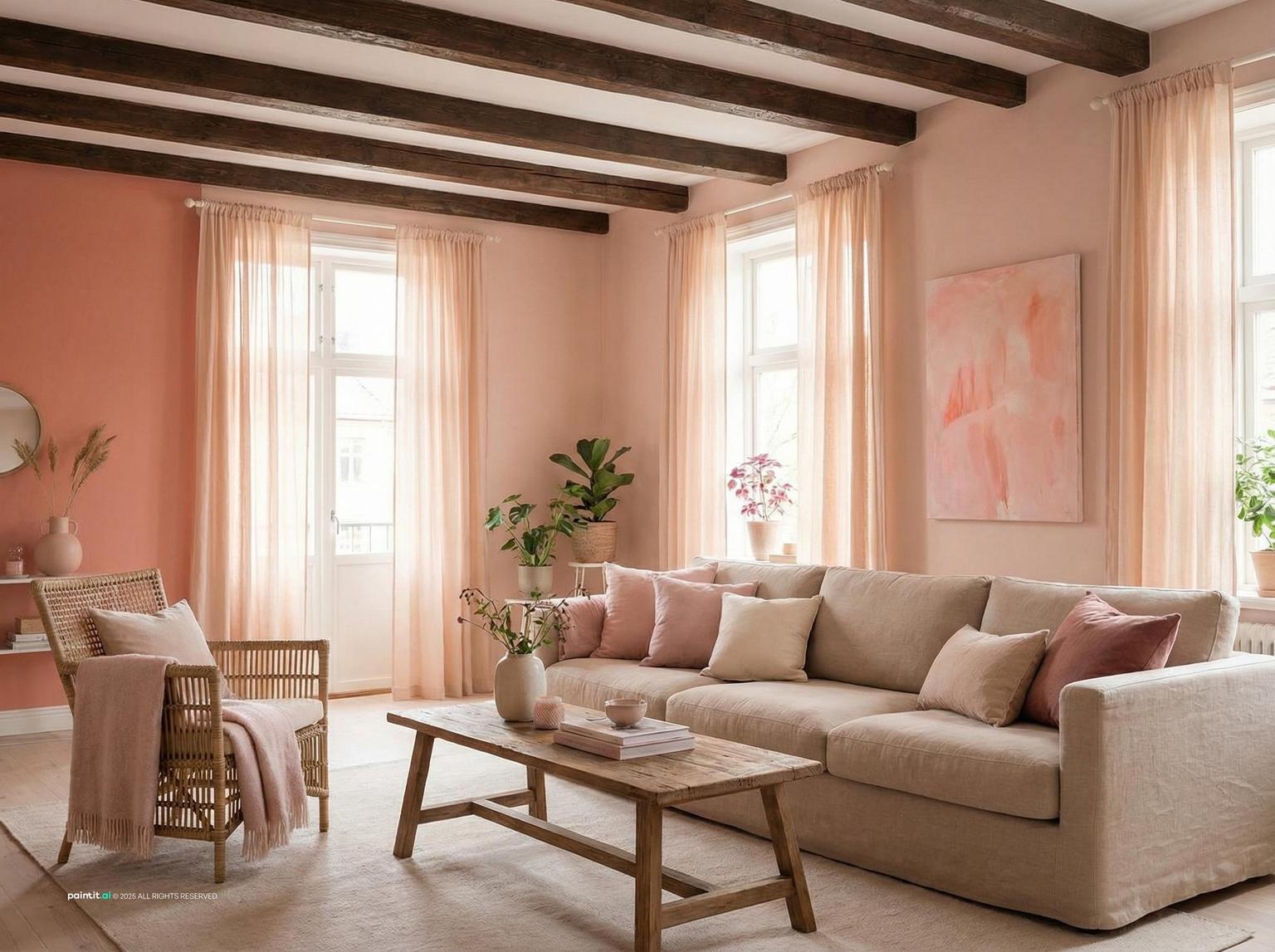 Light Pink Living Room - Design Inspiration | Paintit.ai - 8
