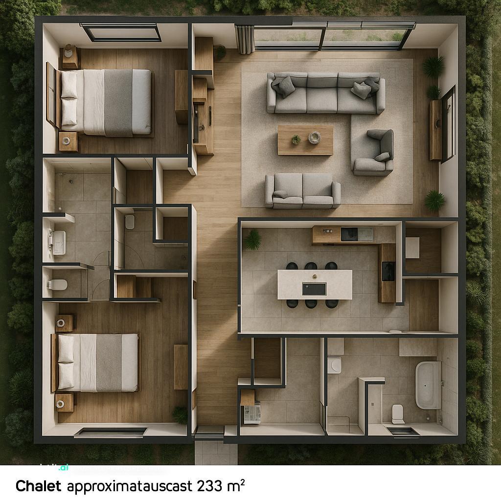 Stunning Single-Story Chalet Design staging a living room