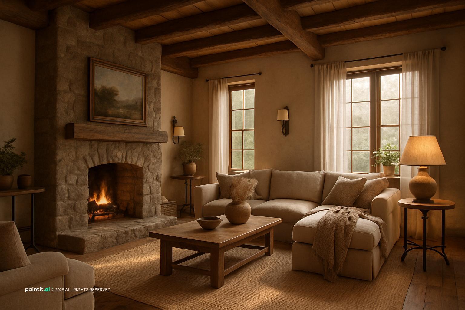 Warm Cozy Christmas Living Room - Festive Decor Ideas | Paintit.ai - 32