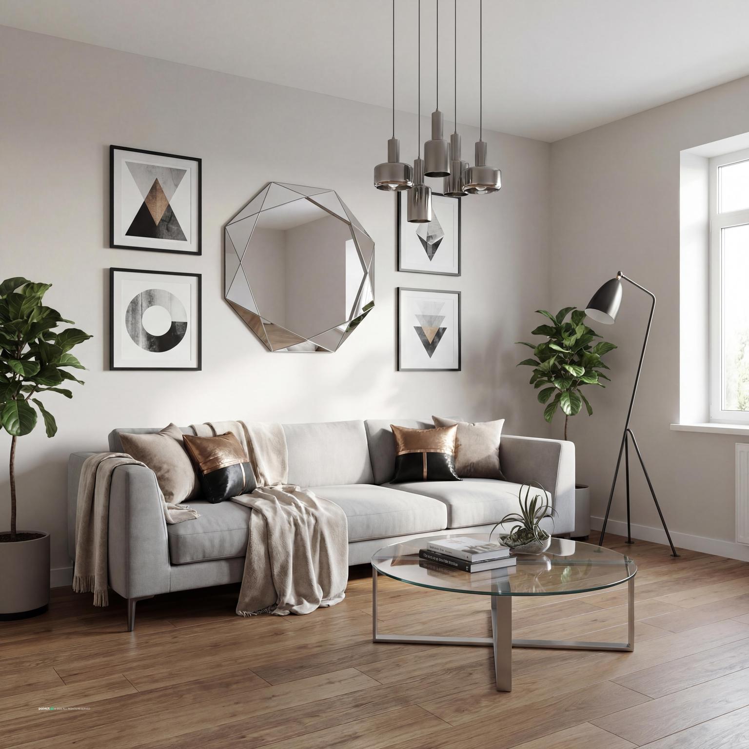 Contemporary white, grey, and blue living room redesign ideas, showcasing modern furniture and a sophisticated color palette.