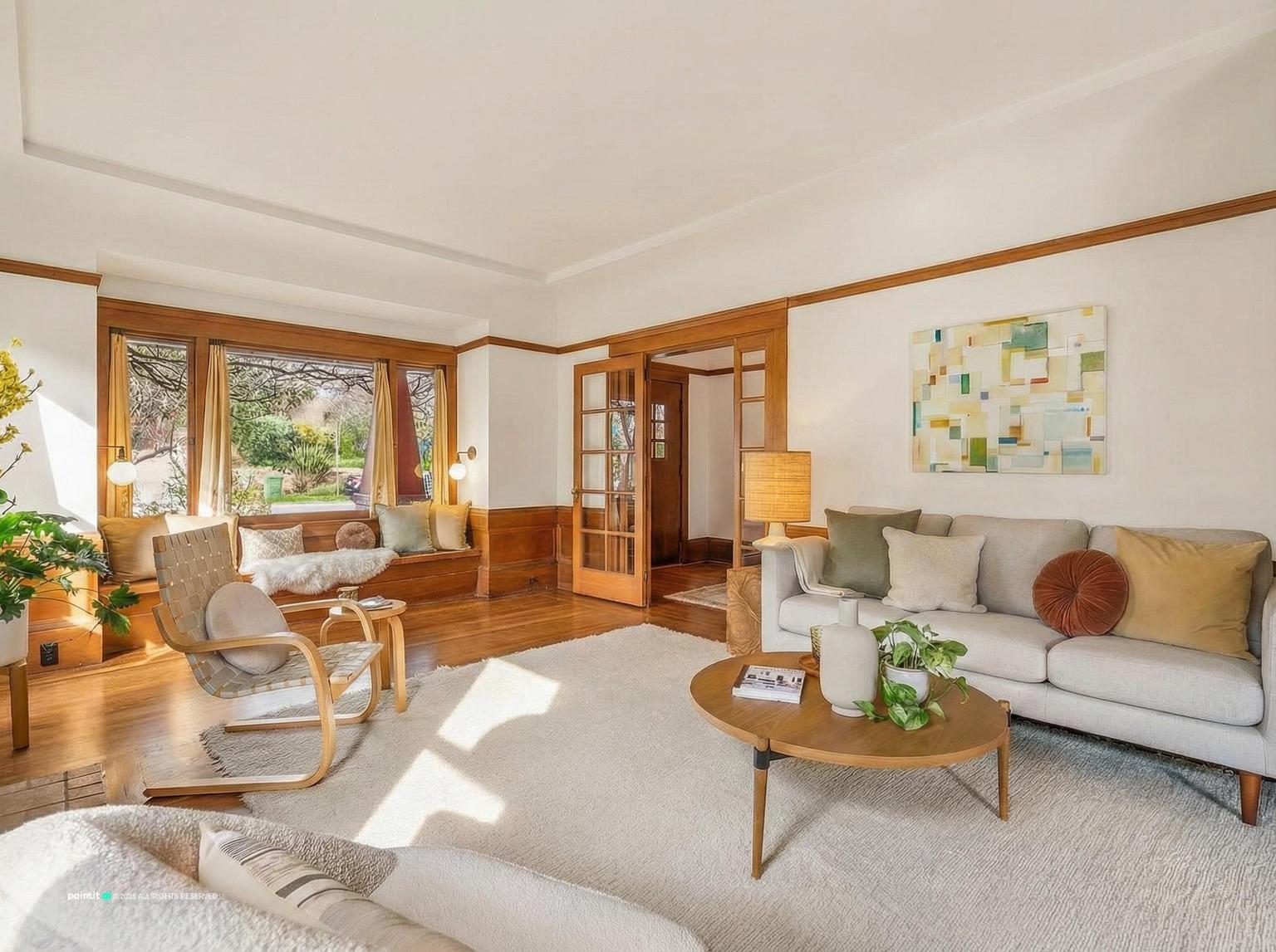 White Oak Floors Living Room - Interior Design Ideas | Paintit.ai - 7