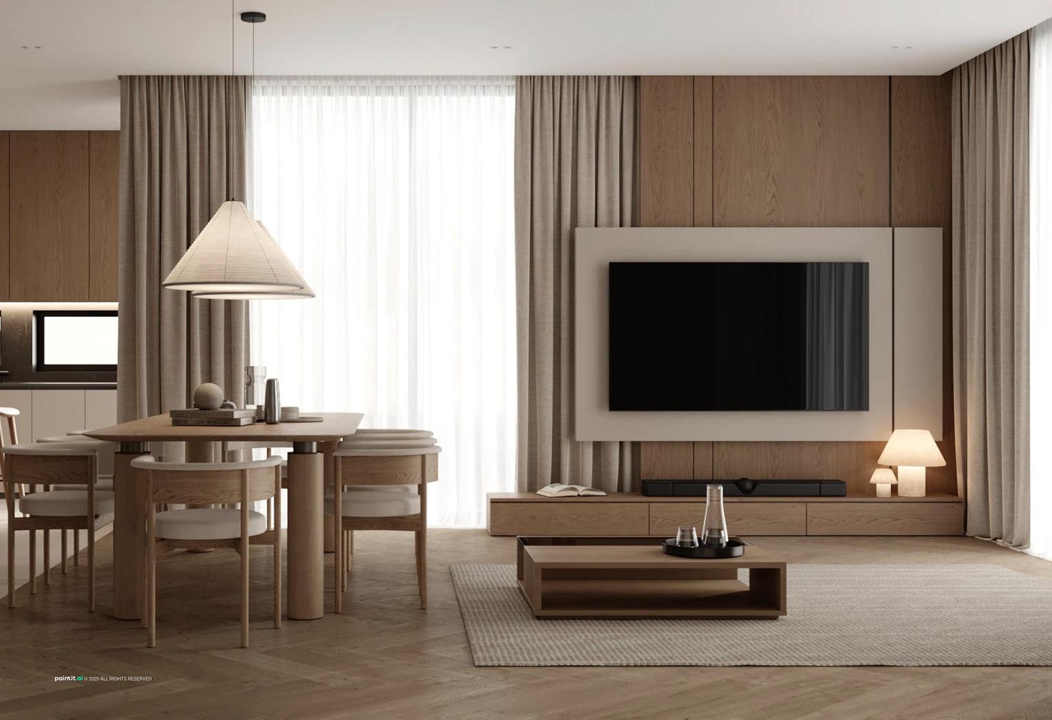 Wooden Living Room - Design Inspiration | Paintit.ai - 11