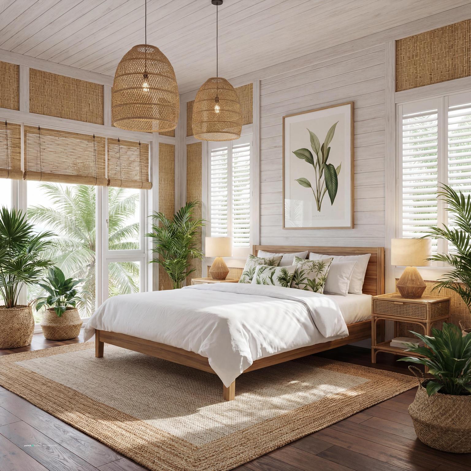 Island Interior with Serene Tropical Bedroom for Island Style Interior Design