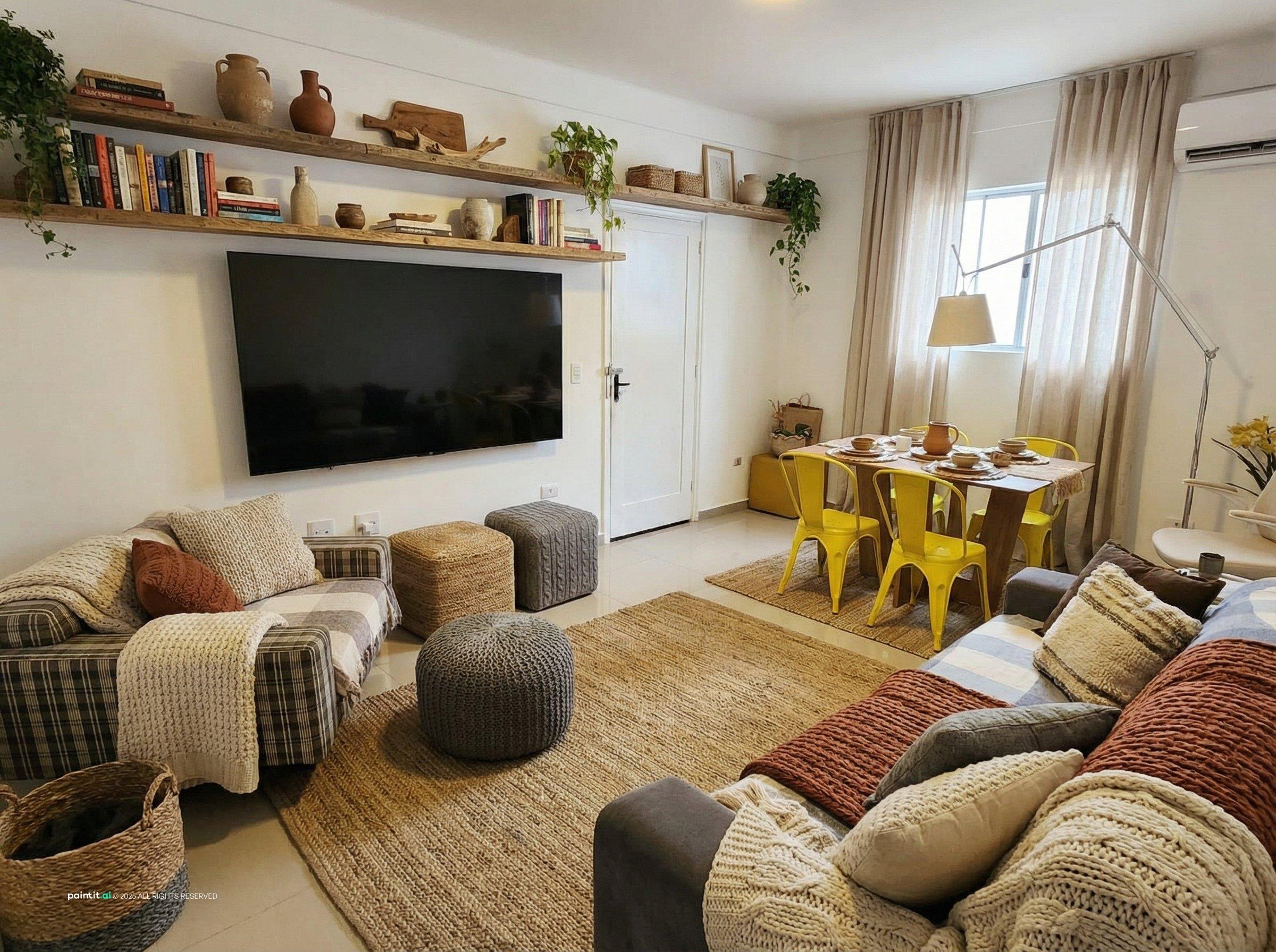 Yellow Farmhouse Living Room: Cozy Decor Ideas | Paintit.ai - 37