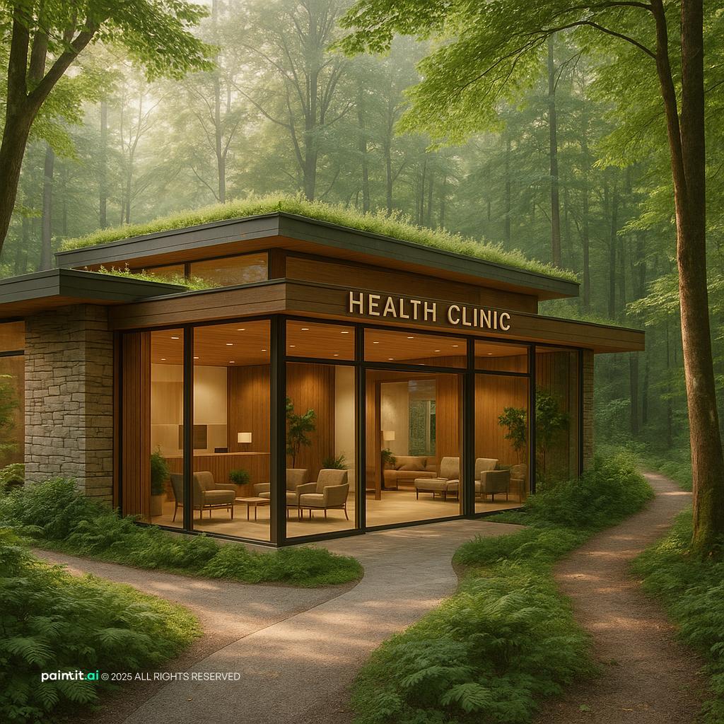 Pharmacy Interior with statement wall art and framed artwork