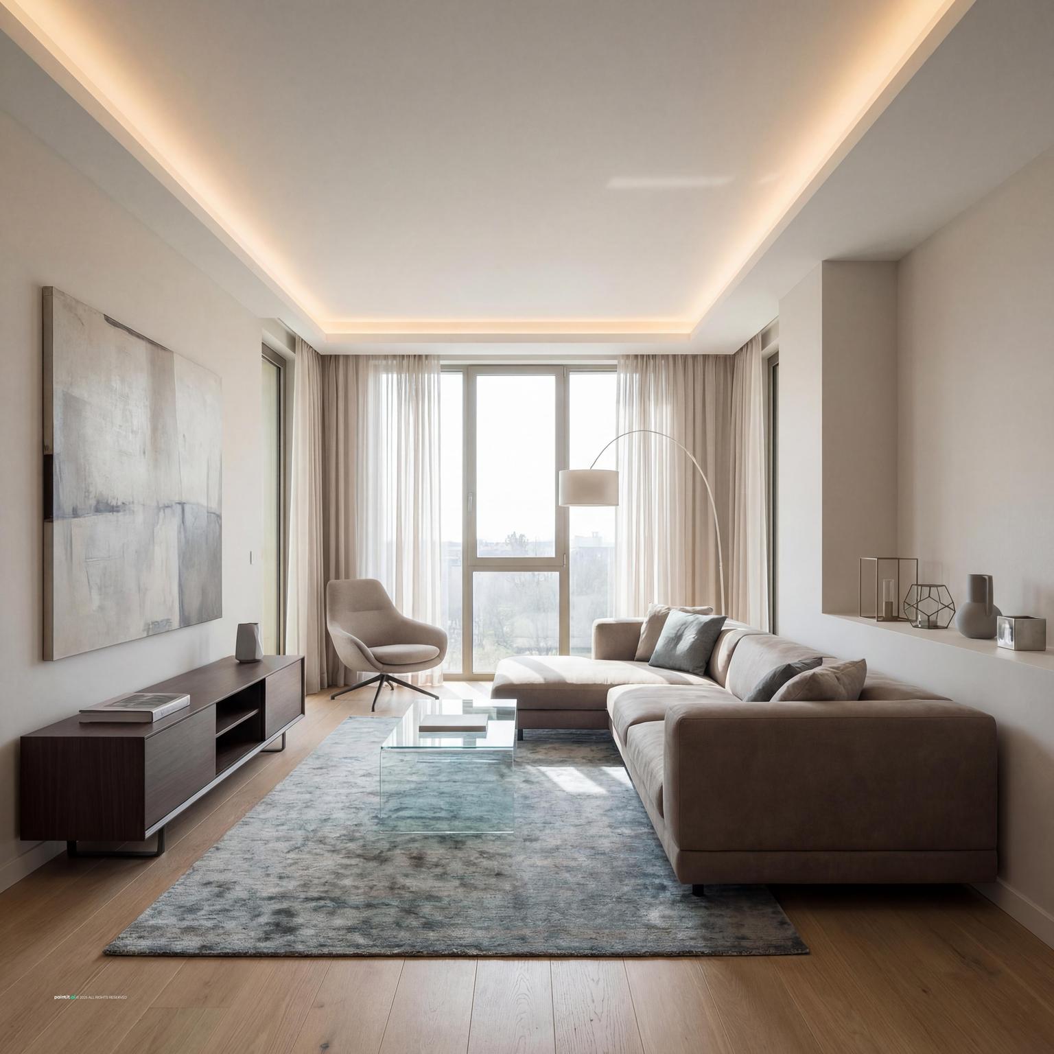 Elegant contemporary built-in living room design, featuring sophisticated finishes, integrated shelving, and a refined, modern aesthetic.