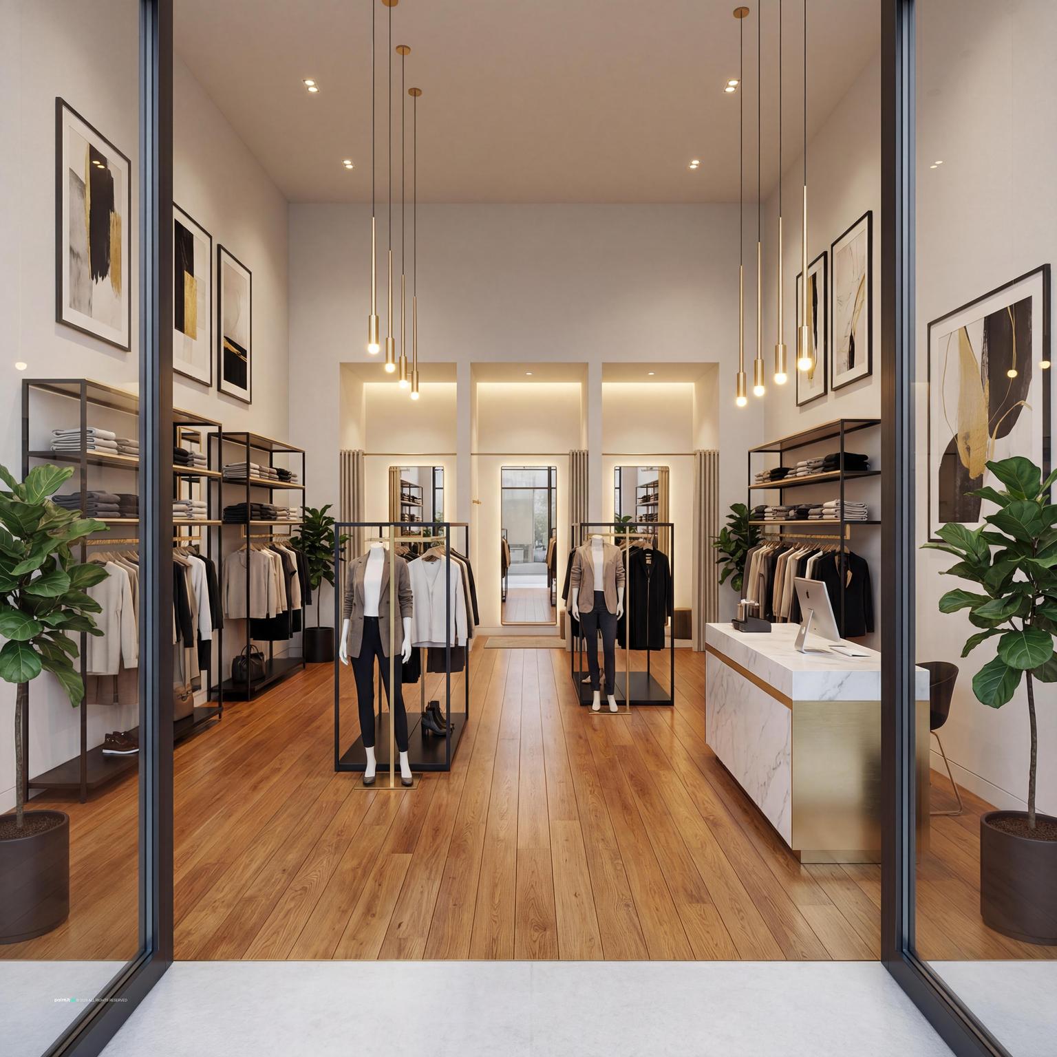 Minimalist retail shop with clean display units