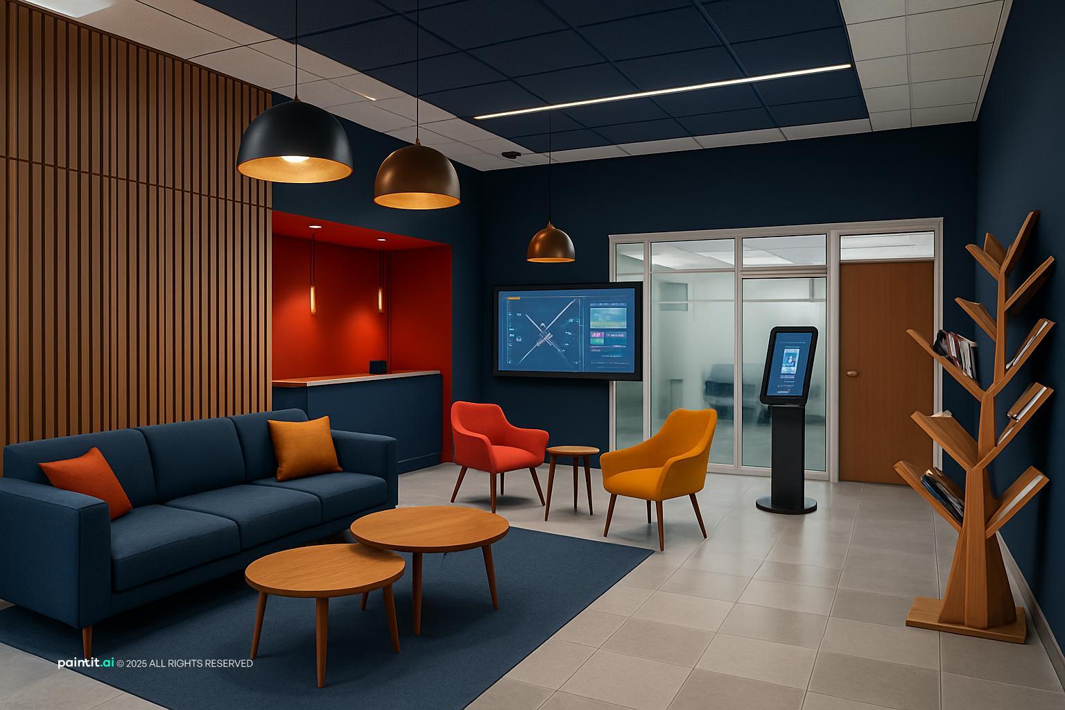 Orange and Blue Living Room - Vibrant Design Concepts | Paintit.ai - 9