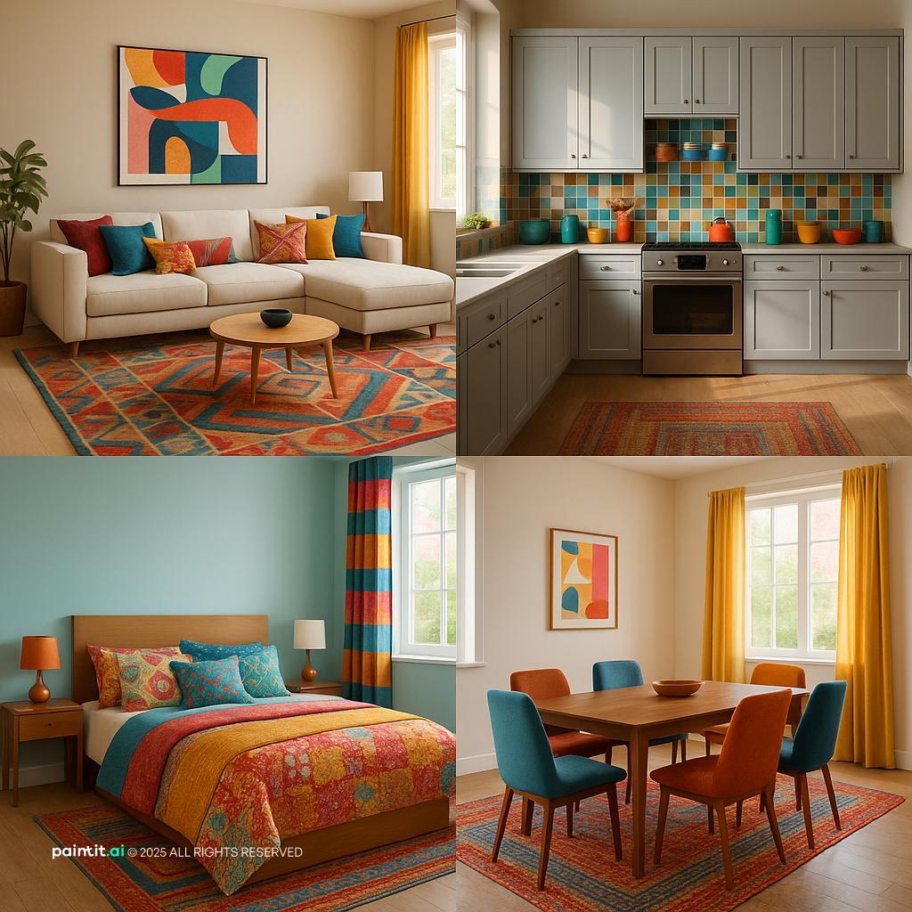 Vibrant Home Interior Design with Textiles showing grey palette, yellow accents, warm wood for Yellow and Grey Living Room Ideas.