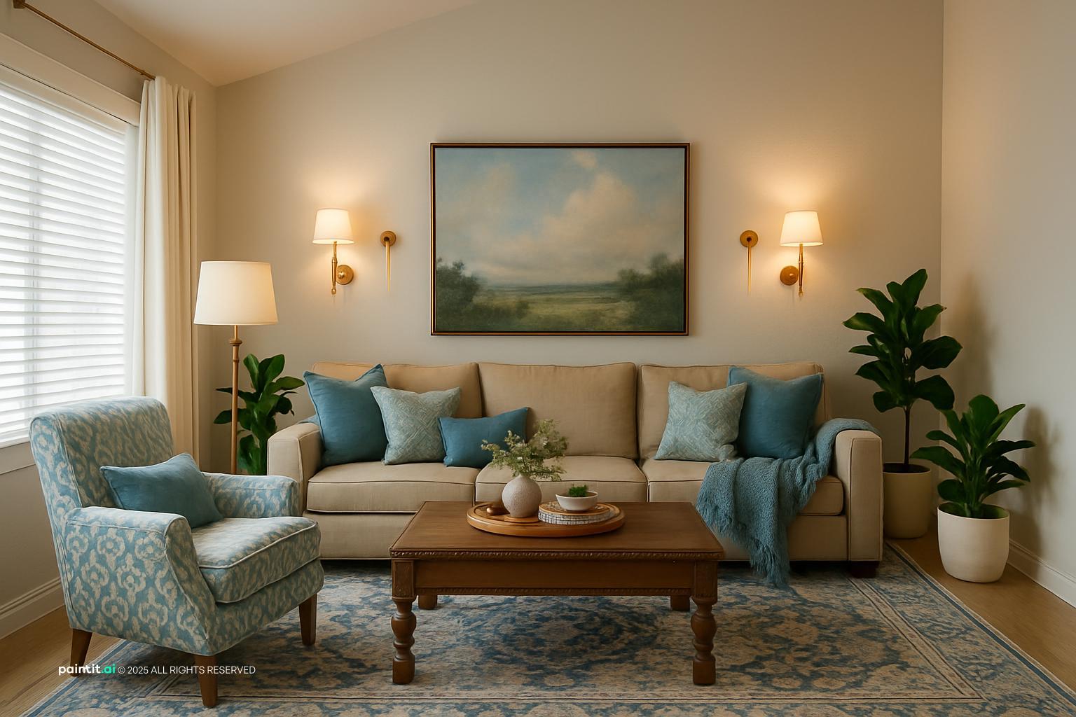 Blue and Green Living Room: Design Ideas | Paintit.ai - 18