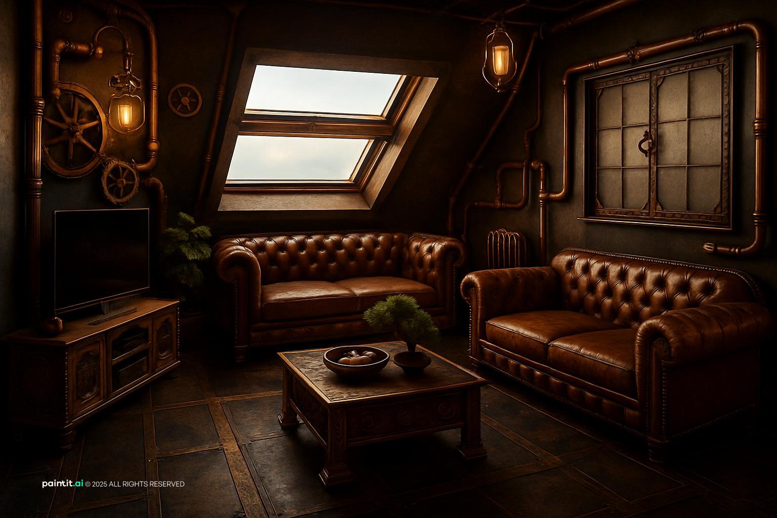 Vintage Industrial Living Room - Design Inspiration | Paintit.ai - 18